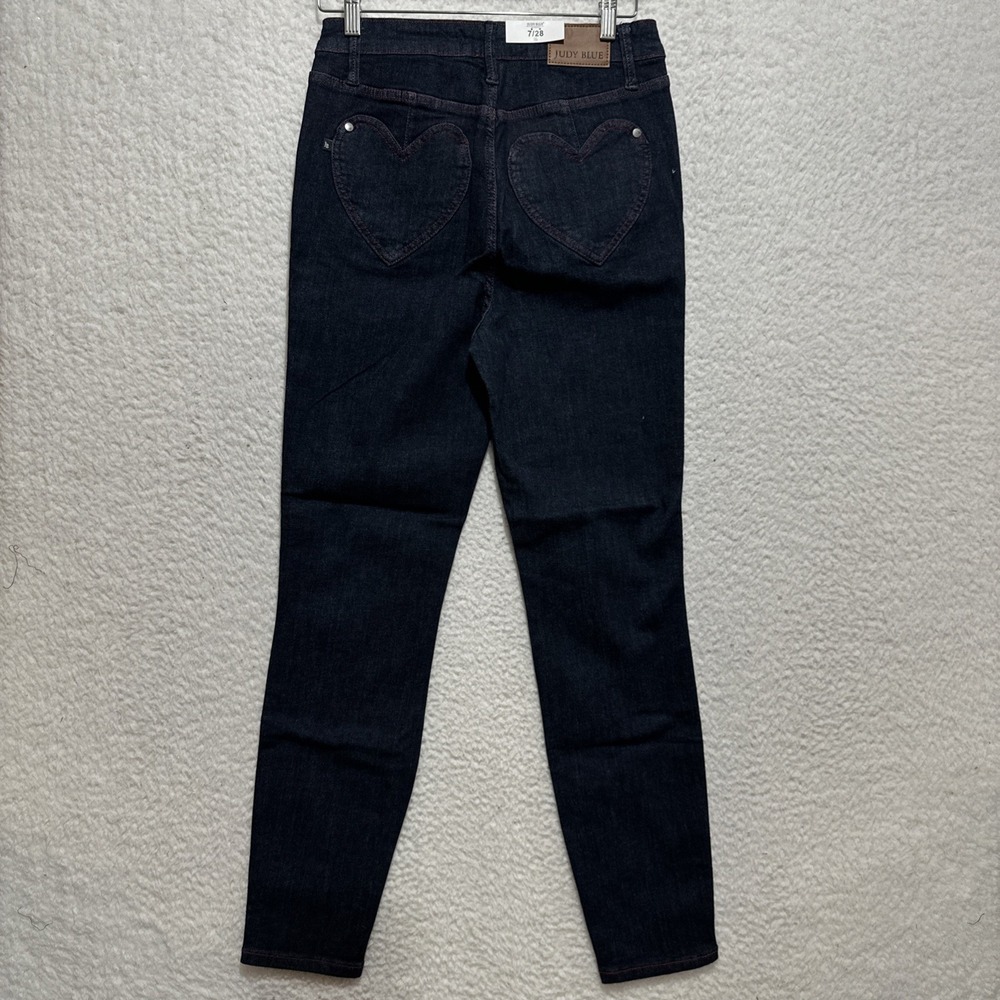 Judy Blue Women's High Waist Skinny Fit Jeans 7/28 Denim Heart Backβ Pockets NWT